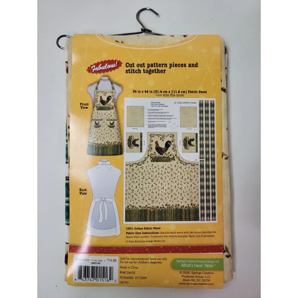 New Domestic Diva Aprons Cut Sew Kit The Gabrielle‎ Rustic Chicken Rooster